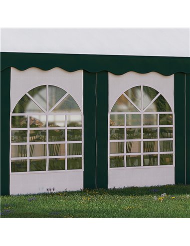 Outsunny 8 x 4m Garden Gazebo with Sides, Galvanised Marquee Party Tent with Eight Windows and Double Doors, for Parties, Weddin