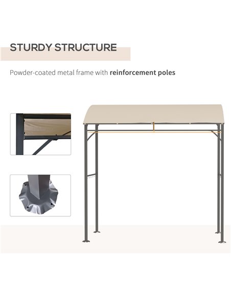 Outsunny 2.2 x 1.5 m BBQ Grill Gazebo Tent, Garden Grill with Metal Frame, Curved Canopy and 10 Hooks, Outdoor Sun Shade, Beige - pic 10846 | FastDaddyshop