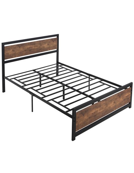 HOMCOM Double Size Metal Bed Frame with Headboard & Footboard, Strong Slat Support Full Bed Frame w/ Underbed Storage Space, Bed - pic 108467 | FastDaddyshop