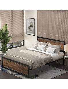 HOMCOM King Size Metal Bed Frame with Headboard & Footboard, Strong Slat Support Full Bed Frame w/ Underbed Storage Space, Bedro 2
