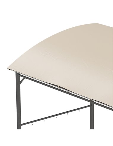 Outsunny 2.2 x 1.5 m BBQ Grill Gazebo Tent, Garden Grill with Metal Frame, Curved Canopy and 10 Hooks, Outdoor Sun Shade, Beige