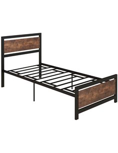 HOMCOM Single Size Metal Bed Frame with Headboard & Footboard, Strong Slat Support Solid Bedstead Base w/ Underbed Storage Space