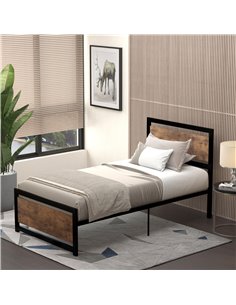 HOMCOM Single Size Metal Bed Frame with Headboard & Footboard, Strong Slat Support Solid Bedstead Base w/ Underbed Storage Space 2