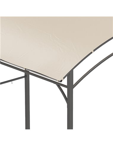 Outsunny 2.2 x 1.5 m BBQ Grill Gazebo Tent, Garden Grill with Metal Frame, Curved Canopy and 10 Hooks, Outdoor Sun Shade, Beige