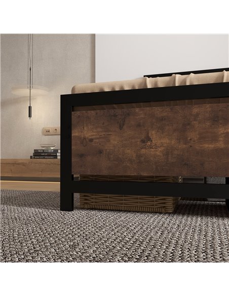 HOMCOM Single Size Metal Bed Frame with Headboard & Footboard, Strong Slat Support Solid Bedstead Base w/ Underbed Storage Space - pic 108493 | FastDaddyshop