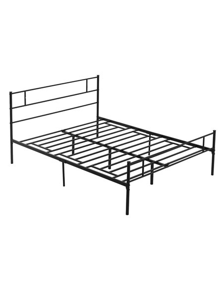 HOMCOM King Metal Bed Frame Solid Bedstead Base with Headboard and Footboard, Metal Slat Support and Underbed Storage Space, Bed - pic 108494 | FastDaddyshop