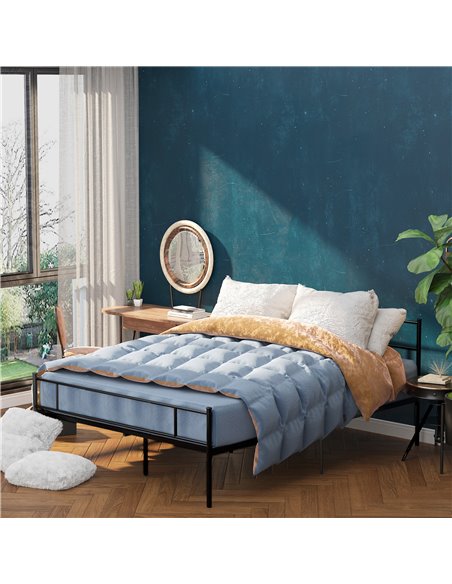 HOMCOM King Metal Bed Frame Solid Bedstead Base with Headboard and Footboard, Metal Slat Support and Underbed Storage Space, Bed - pic 108495 | FastDaddyshop