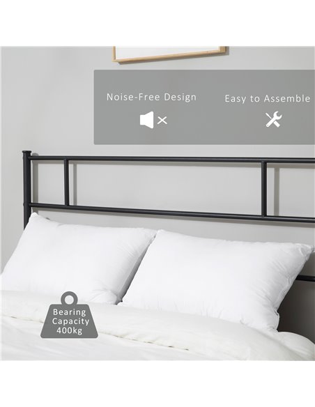 HOMCOM King Metal Bed Frame Solid Bedstead Base with Headboard and Footboard, Metal Slat Support and Underbed Storage Space, Bed - pic 108499 | FastDaddyshop