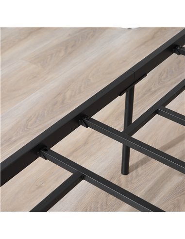 HOMCOM King Metal Bed Frame Solid Bedstead Base with Headboard and Footboard, Metal Slat Support and Underbed Storage Space, Bed
