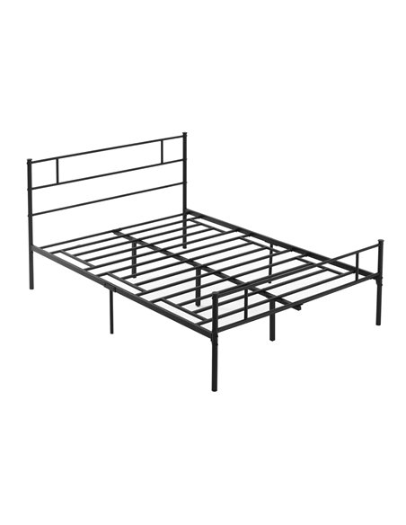 HOMCOM Double Metal Bed Frame Solid Bedstead Base with Headboard and Footboard, Metal Slat Support and Underbed Storage Space, B - pic 108503 | FastDaddyshop