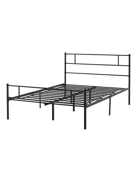 HOMCOM Double Metal Bed Frame Solid Bedstead Base with Headboard and Footboard, Metal Slat Support and Underbed Storage Space, B - pic 108509 | FastDaddyshop
