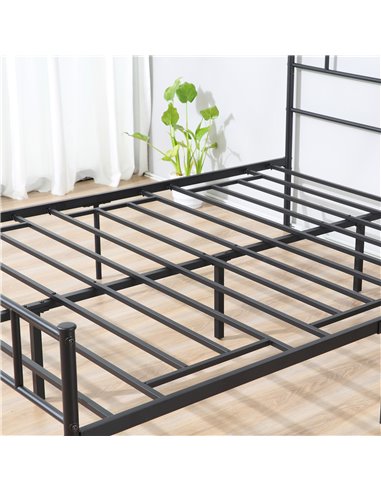 HOMCOM Double Metal Bed Frame Solid Bedstead Base with Headboard and Footboard, Metal Slat Support and Underbed Storage Space, B