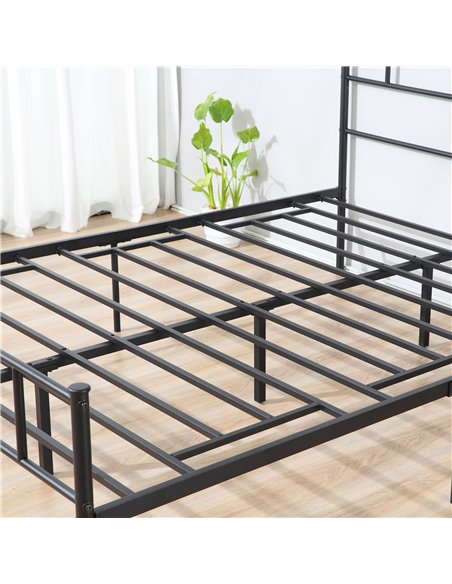 HOMCOM Double Metal Bed Frame Solid Bedstead Base with Headboard and Footboard, Metal Slat Support and Underbed Storage Space, B - pic 108510 | FastDaddyshop