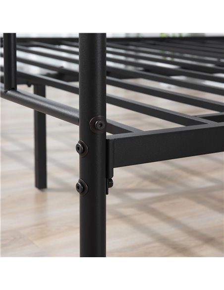 HOMCOM Double Metal Bed Frame Solid Bedstead Base with Headboard and Footboard, Metal Slat Support and Underbed Storage Space, B - pic 108511 | FastDaddyshop