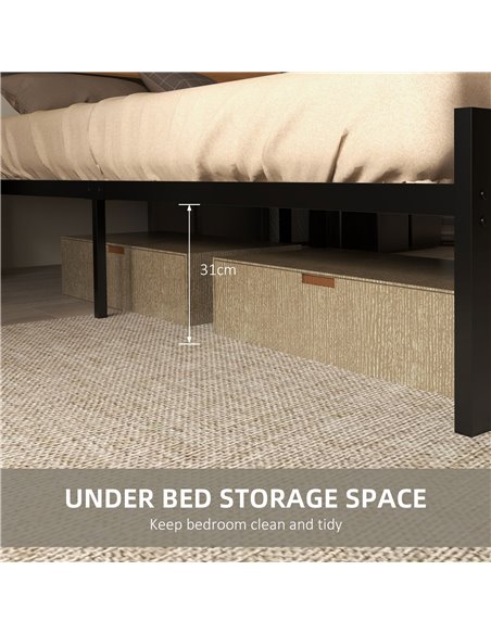 HOMCOM Industrial Double Bed Frame, 5FT Steel Bed Base with Headboard, Footboard, Slatted Support and Under Bed Storage, 147 x 1 - pic 108525 | FastDaddyshop