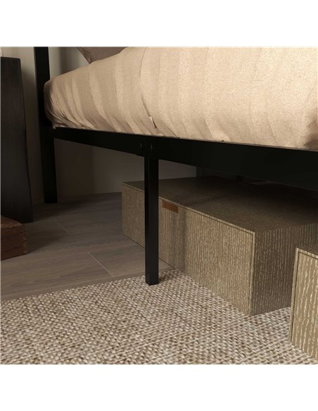 HOMCOM Industrial Double Bed Frame, 5FT Steel Bed Base with Headboard, Footboard, Slatted Support and Under Bed Storage, 147 x 1 - pic 108528 | FastDaddyshop