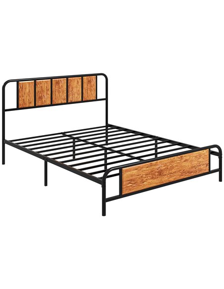 HOMCOM 5.2ft King Bed Frame with Industrial Wood Headboard, Steel Slat Support and 31cm Underbed Storage Space, 160 x 207cm, Rus - pic 108539 | FastDaddyshop