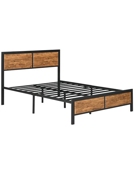 HOMCOM Industrial King Size Bed Frame, 5FT Steel Bed Base with Headboard, Footboard, Slatted Support and Under Bed Storage, 160  - pic 108548 | FastDaddyshop