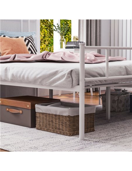 HOMCOM Double Metal Bed Frame Solid Bedstead Base with Headboard and Footboard, Metal Slat Support and Underbed Storage Space, B - pic 108618 | FastDaddyshop