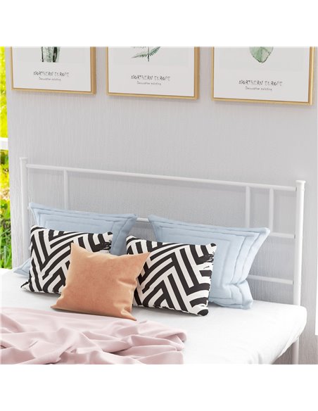 HOMCOM Double Metal Bed Frame Solid Bedstead Base with Headboard and Footboard, Metal Slat Support and Underbed Storage Space, B - pic 108619 | FastDaddyshop