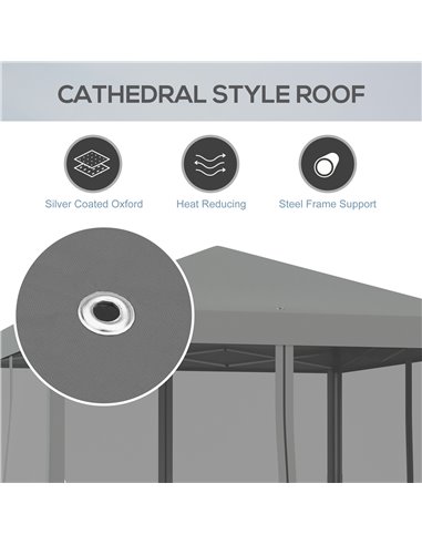 Outsunny 3 x 3�� m Pop Up Gazebo, Garden Tent with Removable Mesh Sidewall Netting, Carry Bag for Backyard Patio Outdoor Light G