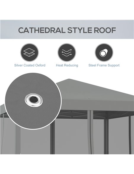 Outsunny 3 x 3�� m Pop Up Gazebo, Garden Tent with Removable Mesh Sidewall Netting, Carry Bag for Backyard Patio Outdoor Light G - pic 10863 | FastDaddyshop