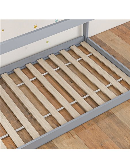 HOMCOM Single Bed Frame, House Scandinavian Style Wooden Bed Frame for 90W x 190Dcm Mattress, Pine Wood Bed Base, Grey 831-821V0 - pic 108637 | FastDaddyshop
