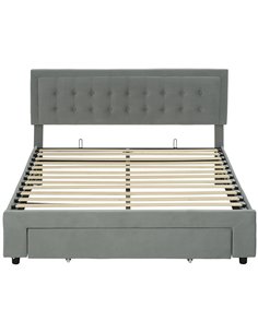 HOMCOM King Size Ottoman Bed Frame, with Front Drawer - Grey 831-804V71GY