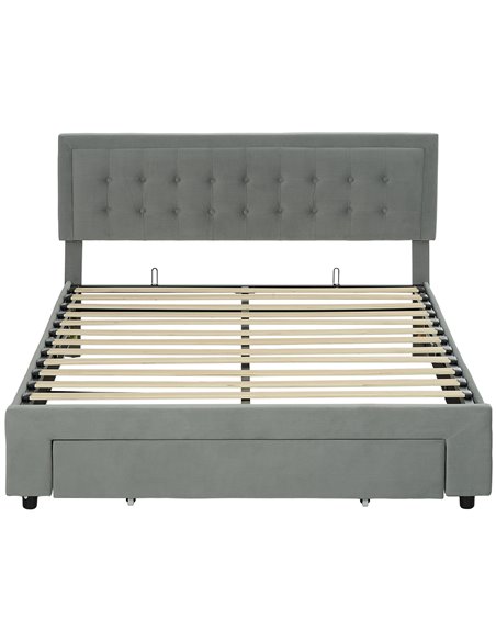 HOMCOM King Size Ottoman Bed Frame, with Front Drawer - Grey 831-804V71GY - pic 108638 | FastDaddyshop
