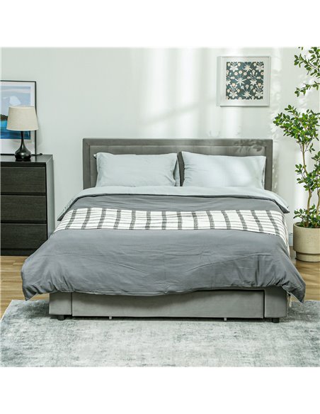 HOMCOM King Size Ottoman Bed Frame, with Front Drawer - Grey 831-804V71GY - pic 108639 | FastDaddyshop