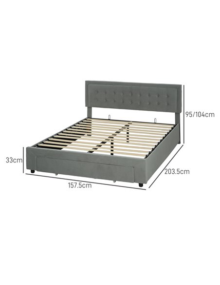 HOMCOM King Size Ottoman Bed Frame, with Front Drawer - Grey 831-804V71GY - pic 108640 | FastDaddyshop
