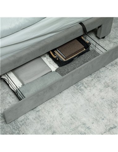 HOMCOM King Size Ottoman Bed Frame, with Front Drawer - Grey 831-804V71GY