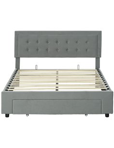 HOMCOM Double Size Ottoman Bed Frame, with Front Drawer - Grey 831-804V70GY