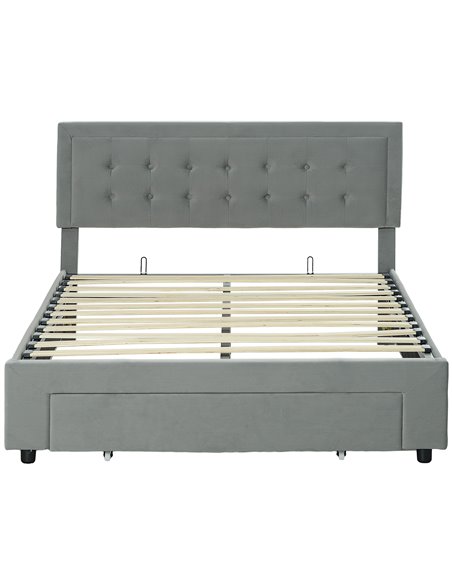 HOMCOM Double Size Ottoman Bed Frame, with Front Drawer - Grey 831-804V70GY - pic 108647 | FastDaddyshop