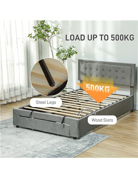 HOMCOM Double Size Ottoman Bed Frame, with Front Drawer - Grey 831-804V70GY - pic 108652 | FastDaddyshop
