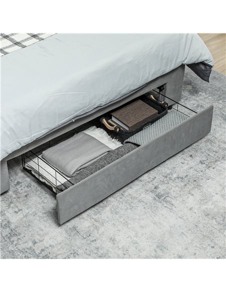 HOMCOM Double Size Ottoman Bed Frame, with Front Drawer - Grey 831-804V70GY - pic 108654 | FastDaddyshop