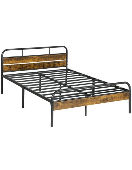 HOMCOM Industrial-Style Double Bed Frame - Black/Brown 831-869V01RB - pic 108656 | FastDaddyshop