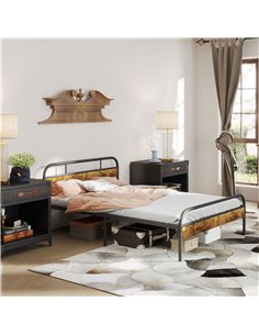 HOMCOM Industrial-Style Double Bed Frame - Black/Brown 831-869V01RB 2