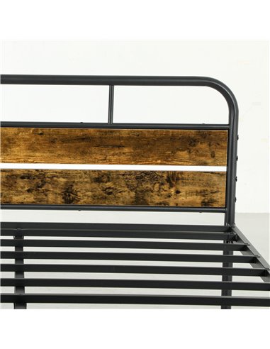 HOMCOM Industrial-Style Double Bed Frame - Black/Brown 831-869V01RB