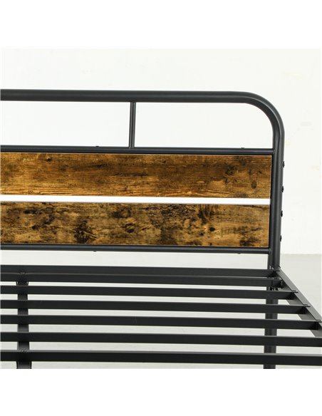 HOMCOM Industrial-Style Double Bed Frame - Black/Brown 831-869V01RB - pic 108664 | FastDaddyshop