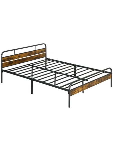 HOMCOM Industrial-Style King Bed Frame - Black/Brown 831-869V03RB - pic 108665 | FastDaddyshop