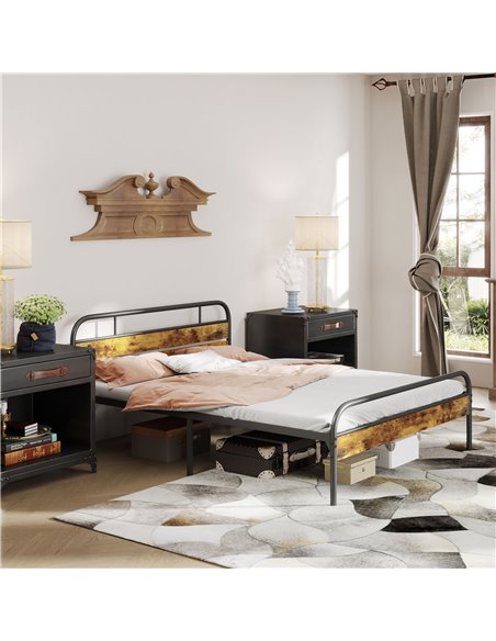 HOMCOM Industrial-Style King Bed Frame - Black/Brown 831-869V03RB - pic 108666 | FastDaddyshop
