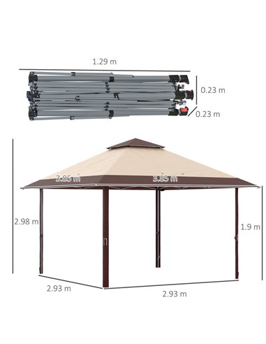 Outsunny 4 x 4m Pop-up Gazebo Double Roof Canopy Tent with UV Proof, Roller Bag & Adjustable Legs Outdoor Party, Steel Frame, Co