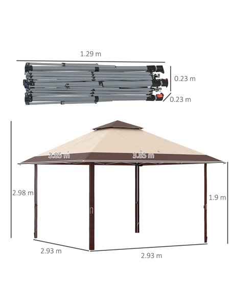Outsunny 4 x 4m Pop-up Gazebo Double Roof Canopy Tent with UV Proof, Roller Bag & Adjustable Legs Outdoor Party, Steel Frame, Co - pic 10867 | FastDaddyshop