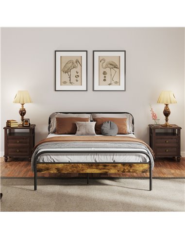 HOMCOM Industrial-Style King Bed Frame - Black/Brown 831-869V03RB