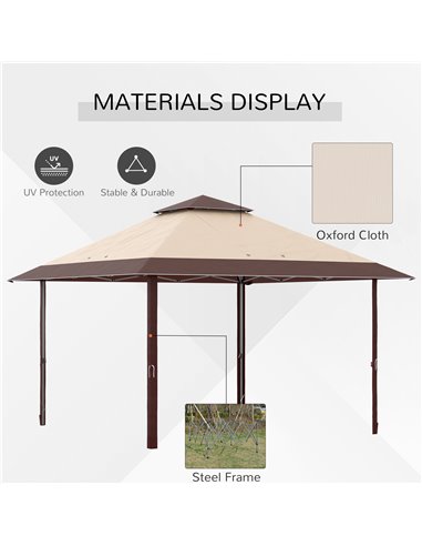 Outsunny 4 x 4m Pop-up Gazebo Double Roof Canopy Tent with UV Proof, Roller Bag & Adjustable Legs Outdoor Party, Steel Frame, Co