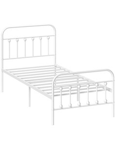 HOMCOM Single Minimalistic Metal Bed Frame - White 831-791V00WT