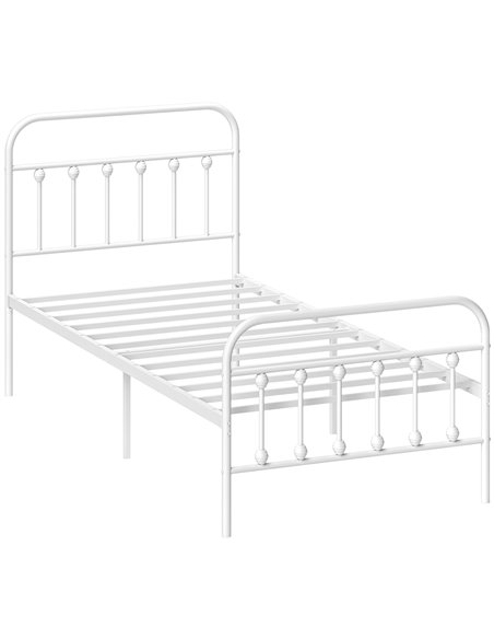 HOMCOM Single Minimalistic Metal Bed Frame - White 831-791V00WT - pic 108683 | FastDaddyshop