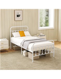 HOMCOM Single Minimalistic Metal Bed Frame - White 831-791V00WT 2