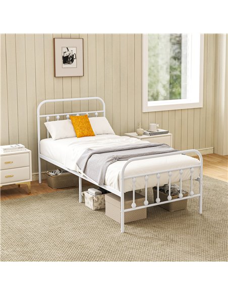 HOMCOM Single Minimalistic Metal Bed Frame - White 831-791V00WT - pic 108684 | FastDaddyshop